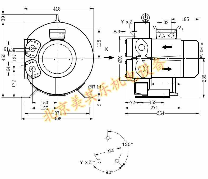 4GH610/3.3kw高压鼓风机尺寸图